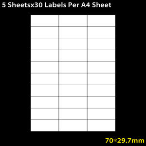 5 sheets Address Labels White A4 Sheets Sticky Self Adhesive for Inkjet / Laser Printer