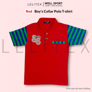 [Lelitex] Boys Collar Polo T-shirt with Pocket Colourful Sleeve and Embroidery