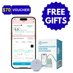BUZUD CONTINUOUS GLUCOSE MONITORING SYSTEM 2.0 [ FREE GIFTS 10 SHEETS WIPES + MEDICAL DEVICE VOUCHER ]