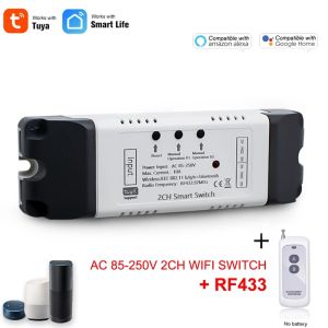 Công tắc Wifi Tuya 5V 12V 24V dùng 2 rơ le tiếp điểm khô 10A bật tắt đèn LED máy phun sương tưới cây bằng điện thoại