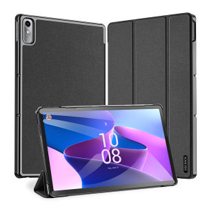 Lenovo Tab P12 12.7 P11 Pro Gen 2 11.2 11.5 - Toby Domo Series Trifold Protective Leather Breathable Case Adjustable Stand Quality Anti Scratch Magnetic Closure Fingerprint Shock Resistant Full Coverage Casing Black Protection Auto Sleep Awake Function
