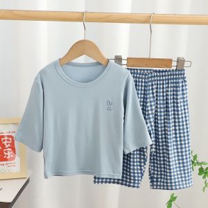 ชุดนอน เสื้อครอป กางเกงขายาว แขนสามส่วน 90-180 ซม. สําหรับแม่ และลูก Pajamas【HALOLO】