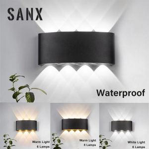 SANX 12W LED Wall Lamps Nordic Wall Lights IP65 Waterproof Porch Lights Garden Wall Sconce Light Lampu Dinding Effect Light Up Down Corridor Lights for Outdoor Indoor