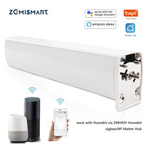 Zemismart Tuya Zigbee Electric Sliding Curtain Motor Smart Electric Curtain Motor 82MotorRemote Control Alexa Home Timer Automatic Curtain System work with Tuya APP/Homekit
