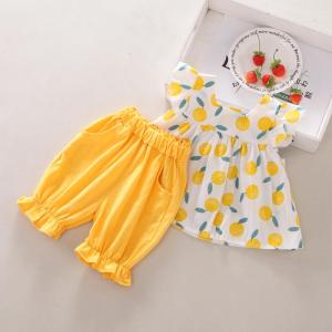 KTtrade Summer Baby Girls Casual Flare Sleeve Fruit Print T-shirt Tops+Shorts Suits Costume Set