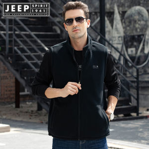 JEEP SPIRIT Áo Ghi Lê Lông Cừu ESTD 1941 Áo Ghi Lê Giải Trí Ngoài Trời Mùa Thu Đông Cho Nam Áo Ghi Lê Thể Thao Áo Khoác Lông Cừu
