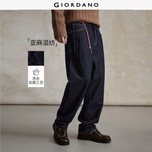 Giordano Men Topstitch mid rise loose denim jeans Free Shipping 18115704