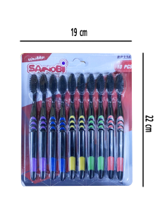 แปรงสีฟัน ขนนุ่ม แพ็ค10ชิ้น สีชาโคล สีขาว ของผู้ใหญ่ (12แพ็ค)