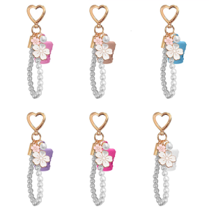 Fashionable Pearls Lip Balm Keychain Cover Multifunction key Holder Convenient Clip On Ornament For Keys or Purses
