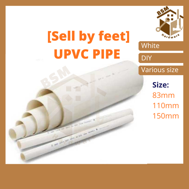BSM [Sell By Feet] White UPVC Pipe White PVC Drainage Pipe Paip Air