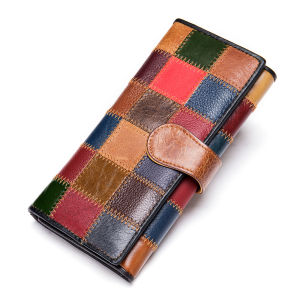 Royal Bagger New Fashion Long Wallet Purse For Women Genuine Cow Leather Ladies Elegant Retro Clutch Munti-Card Position Phone Bag