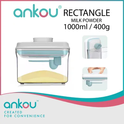 Ankou Airtight 1 Touch Button Clear Container With Scoop and Holder 1000ml (Rectangular)
