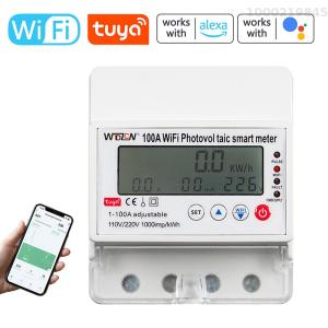 SMART SENSOR Tuya Solar Bidirectional Energy Meter RMDZT-GF/4P 100A - WiFi compatible adjustable 1-100A 110V/220V 1000mp/KWh works with Alexa and Google Assistant.