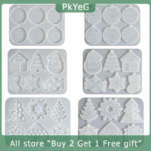 [COD] PkYeG KITCHEN Christmas Resin Mold Christmas Ornaments Silicone Mold For Epoxy Resin 6 Cavities Large Pendant Molds DIY Resin Crafts Jewelry