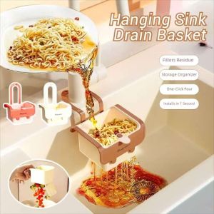 沥水篮 Creative Sink Hanging Strainer Basket Openable Bottom Cover Detachable Kitchen Garbage Filter Multifunctional Quickly Drain