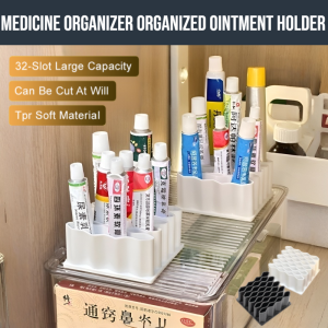 Medicine Organizer Silicone Medicine Cream Organizer Box Desktop Partitioned Storage Holder Striped Pipe Compartment Ointment Organizer