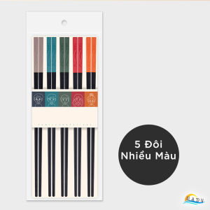 [Set 5 Đôi] Đũa Hợp Kim Họa Tiết Song Ngư Kiểu Nhật HADU Đuôi 5 Màu Phân Biệt Đũa Sợi Thủy Tinh Cao Cấp Chống Mốc Kháng Khuẩn Chống Trơn Trượt Dùng Cho Máy Rửa Bát