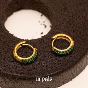 URPALS ต่างหูห่วง Stainless 18K ฝังเพชร CZ หลุดยาก สวยหรู ทนน้ำ ทนเหงื่อได้ดี