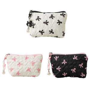 Elegant Ruched Bowknot Designs Makeup Bag Spacious Cosmetic Bags Toiletry Case For Fashion Enthusiasts And Trendsetters