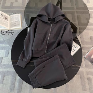 AE European-style sportswear fashion foreign trade womens set spring and autumn high-end loose-fitting slimming stylish sweatshirt and sweatpants two-piece set