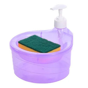 [Free Sponge] 2-In-1 Soap Pump Dispenser Press Cleaning Liquid Washing Dish Soap Sponge Holder Kitchen Detergent Press