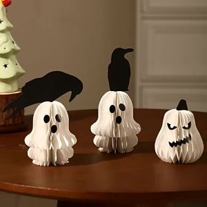 Halloween pumpkin-themed decorations ghost costumes small desktop ornaments shop scene arrangements and atmospheric props