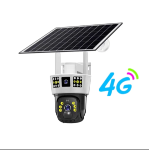 VERTEX V380 CCTV Camera 12MP Solar Camera 4G SIM /WIFI Security Outdoor Three Lens and three screen 10x Zoom Recording Humanoid Tracking with Color Night Vision PTZ Cam