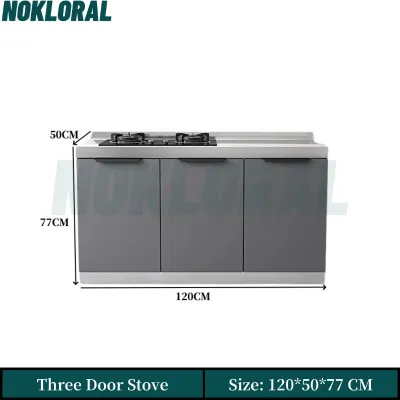 NOKLORAL Simple Kitchen Cabinet Stainless Steel Sink Cabinet Gas Stove Storage Cabinet