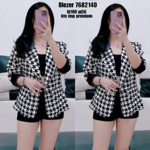 BLAZER WANITA MOTIF HOODSTOOTH SCUBA DAN KATUN PREMIUM CANTIK ELEGANT / BLAZER KANTOR / BLAZER WANITA KEKINIAN