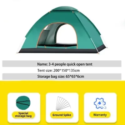 ELYSEE 2-3 Person Automatic Pop Up Camping Tent Waterproof Foldable Family Tent for Outdoor Hiking Camping Gear (200x150x125CM)
