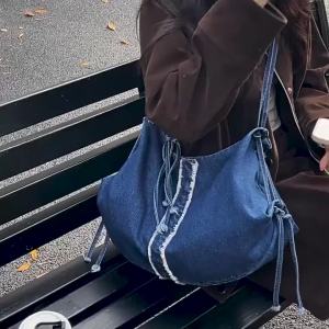 Casual Retro Denim Shoulder Crossbody Bags for Women Simple Versatile Ladies Handbag Outdoor Travel Portable Female Tote Bag2026