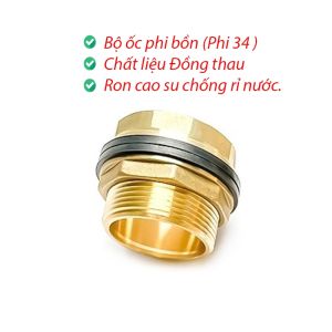 Ốc phi bồn Đồng thau ốc ép thùng bồn nước téc nước Phi 21 27 34