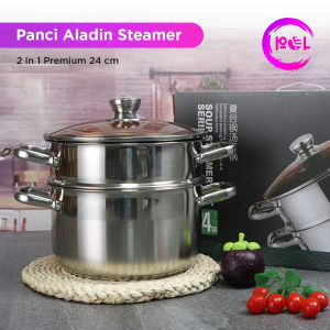 [POL] COD Panci Aladin + Steamer | Panci Tinggi 22cm | Panci Stock Pot | Panci Stainless