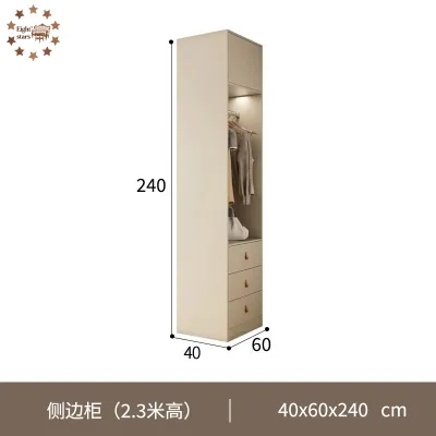 Solid Wood ENF Grade Europine Board L-Shaped Corner Wardrobe Modern Minimalist Home Bedroom Cream Style