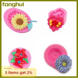 fanghui 3D Daisy Lily Flower Silicone Mold Resin Mold Chocolate Cake Fondant Decoration Baking Tool Kitchen Dessert Making Soap DIY Gift