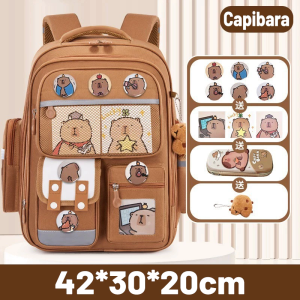 [SG Local Stock]Capibara Childrens Cute Cartoon School Bag Spine Protection Large Capacity Waterproof Backpack/Kuromi