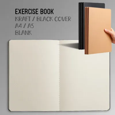 🇸🇬📦🚚 Exercise Book | Student Notebook | Jotter Book | A4/A5 | Kraft Black Cover | Grid/Line/Blank