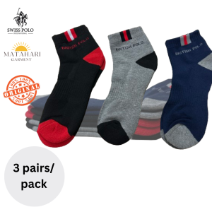 British Polo 3pairs/pacl Low-cut Ankle Thick Cotton Men Sock Stocking Pendek Lelaki Cotton Tebal Tahan Lasak