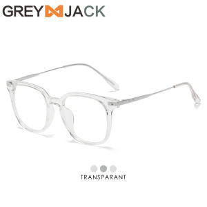 Grey Jack Kacamata Frame Titanium Model Kotak Ringan Pria Wanita Bisa Minus Antiradiasi Blueray Bluecromic 95036