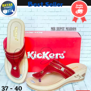 Grande Jaya - Sandal Japit Wedges Wanita Model Terbaru Hak sedang / Sendal Kekinian Kicketz Murah Meriah / Sandal Japit Kondangan Cantik / Kode Mb1