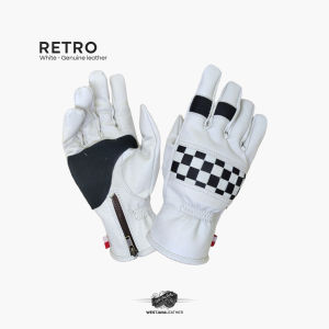 WJ Leather - Sarung Tangan Motor Kulit Retro - Putih