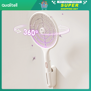 Qualitell Electric Mosquito Swatter with Bracket Double Bionic 5 Purple Lights 3500V Voltage Powerful Mosquitoes Trap