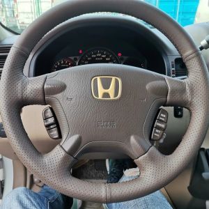 Kaly For Honda CR-V CRV 2002-2006 Car Accessories DIY Hand Stitched nonslip wear resistant Genuine Leather Car Steering Wheel Cover 2B5Z7