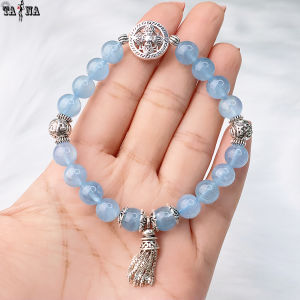[XẢ KHO GIẢM SÂU] Vòng đá Aquamarine 8mm 6A mix charm bạc 925 cao cấp