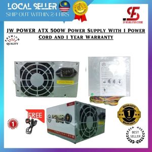 JW POWER ATX 500W Power Supply With 1 Power Cord and 1 Year Warranty