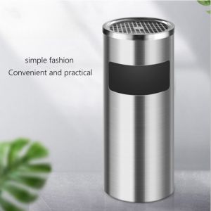 【Local warehouse】High Quality Stainless Ashtray Round Trash Bin with Bucket Inside Waste Bin Cigarette Ashtray Bin