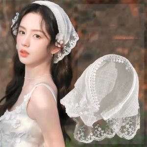 Easy To Wear Headband Scarf Integrated Triangle Scarf Square Scarf Pastoral Style Hair Accessory COD