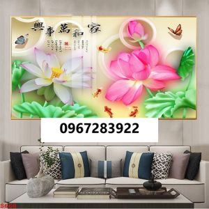 Tranh gạch hoa sen trang trí tường