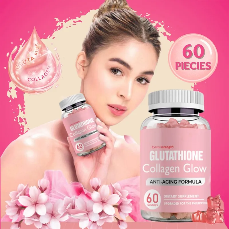 Glutathione Kolagen Glow Anti Penuaan Pemutih Kulit Vitamin Permen Karet  Rasa Stroberi Gummies Antioksidan Anti Penuaan Meningkatkan Kekebalan Kulit  Kusam Memutihkan Suplemen 60 Buah/Botol | Lazada Indonesia