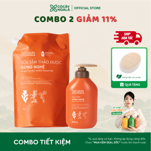 [COMBO TIẾT KIỆM] Sữa Tắm Thảo Dược Cỏ Cây Hoa Lá Gừng Nghệ Làm Sạch Sâu Ngăn Ngừa Mụn Trên Da 500 và 1000g
